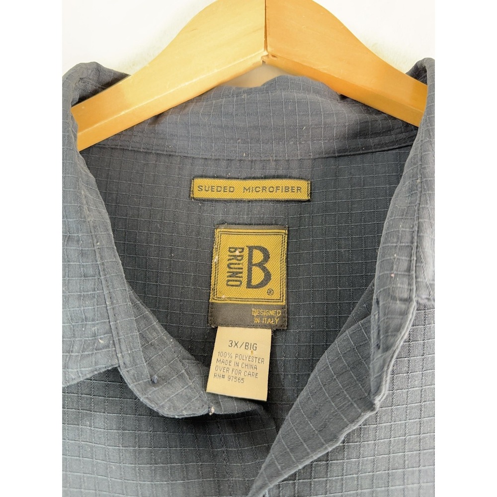 Bruno Shirt Mens 3X Big Gray Sueded Microfiber Long‎ Sleeve Button Front - Picture 5 of 7